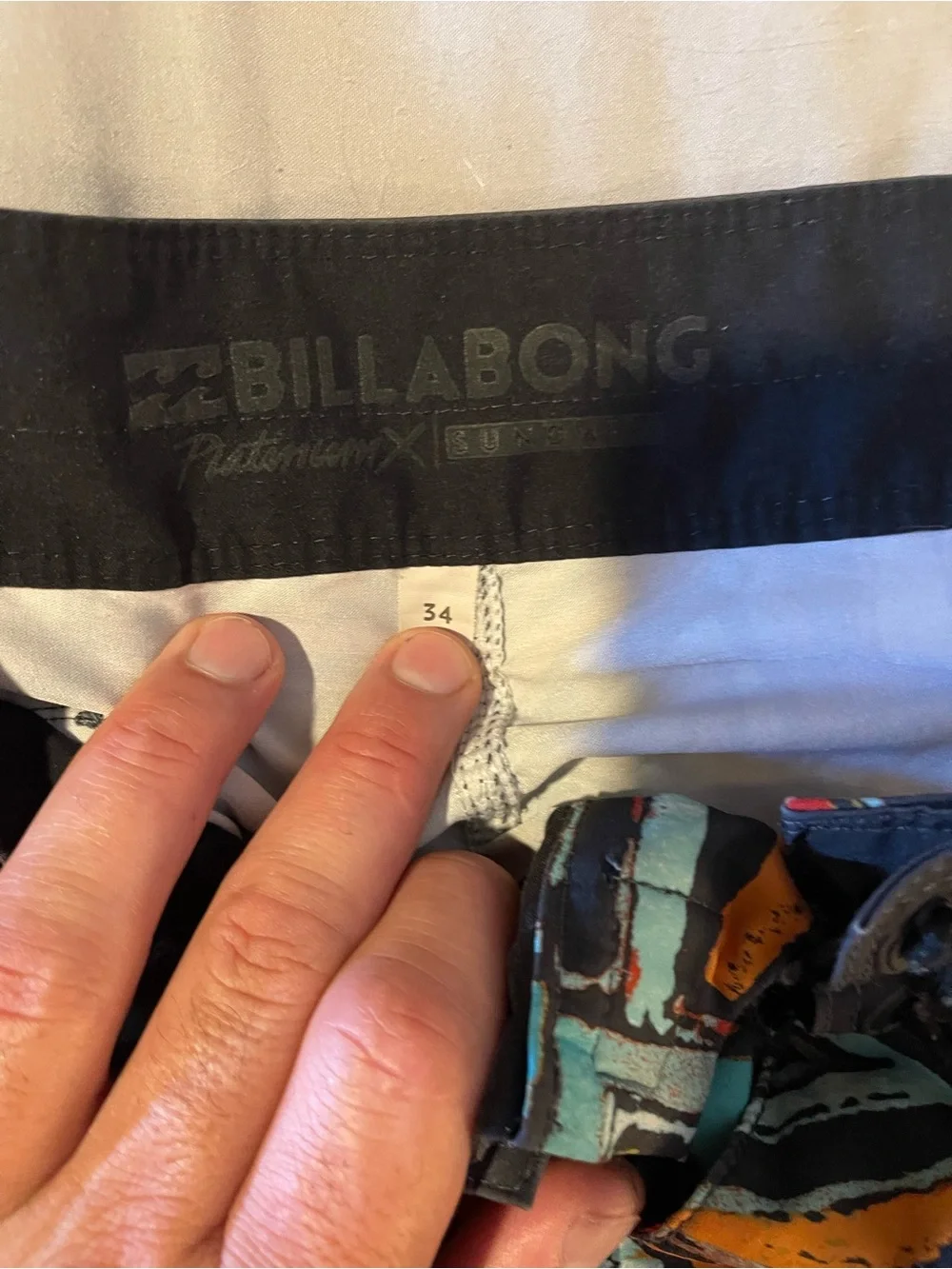 Billabong Men’s Orange, Teal & Black Geometric Board Shorts men’s 34